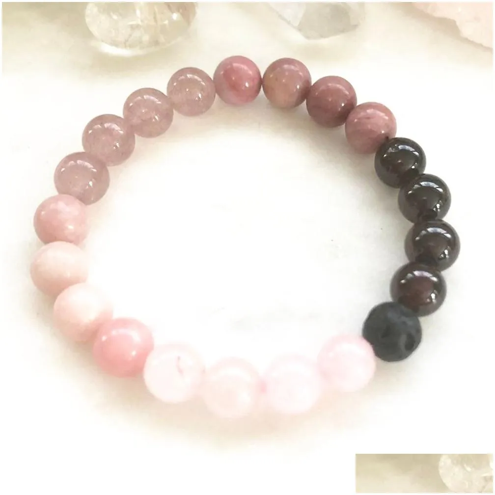 MG0834 Luxurious Gemstone Bracelet For Women Rhodonite Yoga Wrist Mala Bracelet Spiritual Healing Mother`s Day Gifts