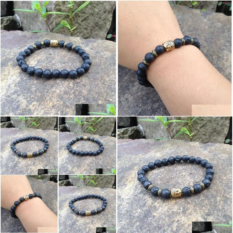 SN0375 Wholesale Cheap Bracelet fashion diy buddha bracelet newest buddhist lava stone men bracelet stretch jewelry stock selling