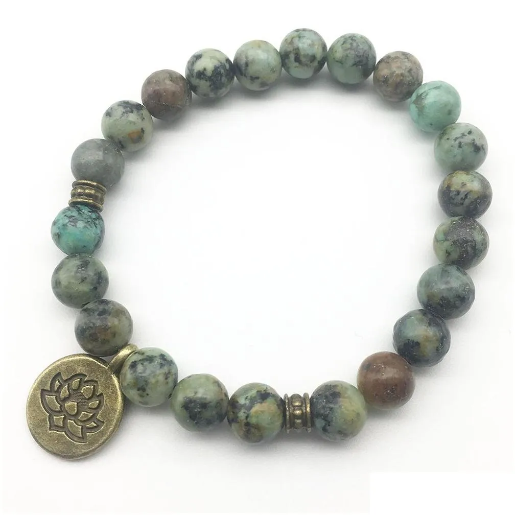 SN1227 New Design Men`s Bracelet Trendy Natural Stone Yoga Bracelet African Turquoise Bracelet Free Shipping