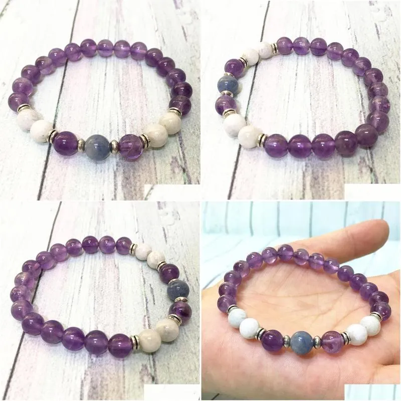 MG0605 A Grade Moonstone Amethyst Bracelet High Quality Blue Aventurine Beaded Bracelet Natural Gemstone Jewelry Wholesale