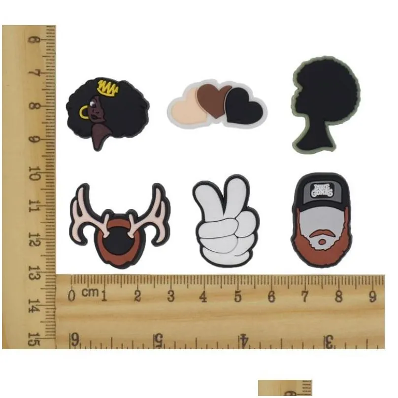 black cute cartoon pvc shoe charms buckles action figure fit bracelets croc jibz garden shoes accessories wristband girls boys kids