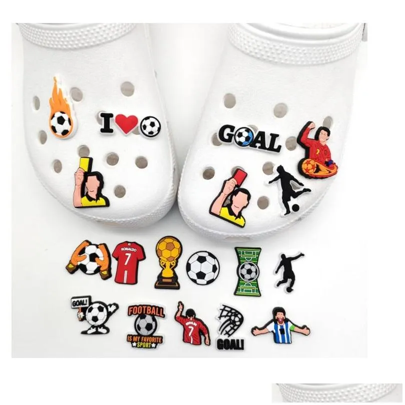 pvc cartoon croc charms shoe decoration buckle accessories clog pins charm buttons world cup football