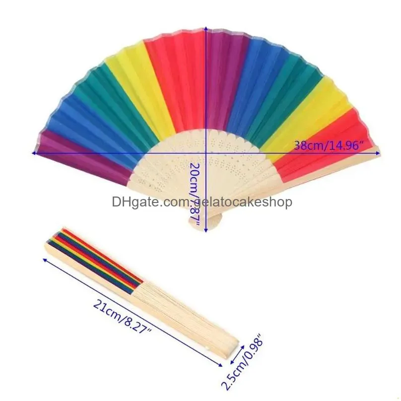  arrival chinese style colorful rainbow folding hand fan party favors wedding souvenirs giveaway for guest 831