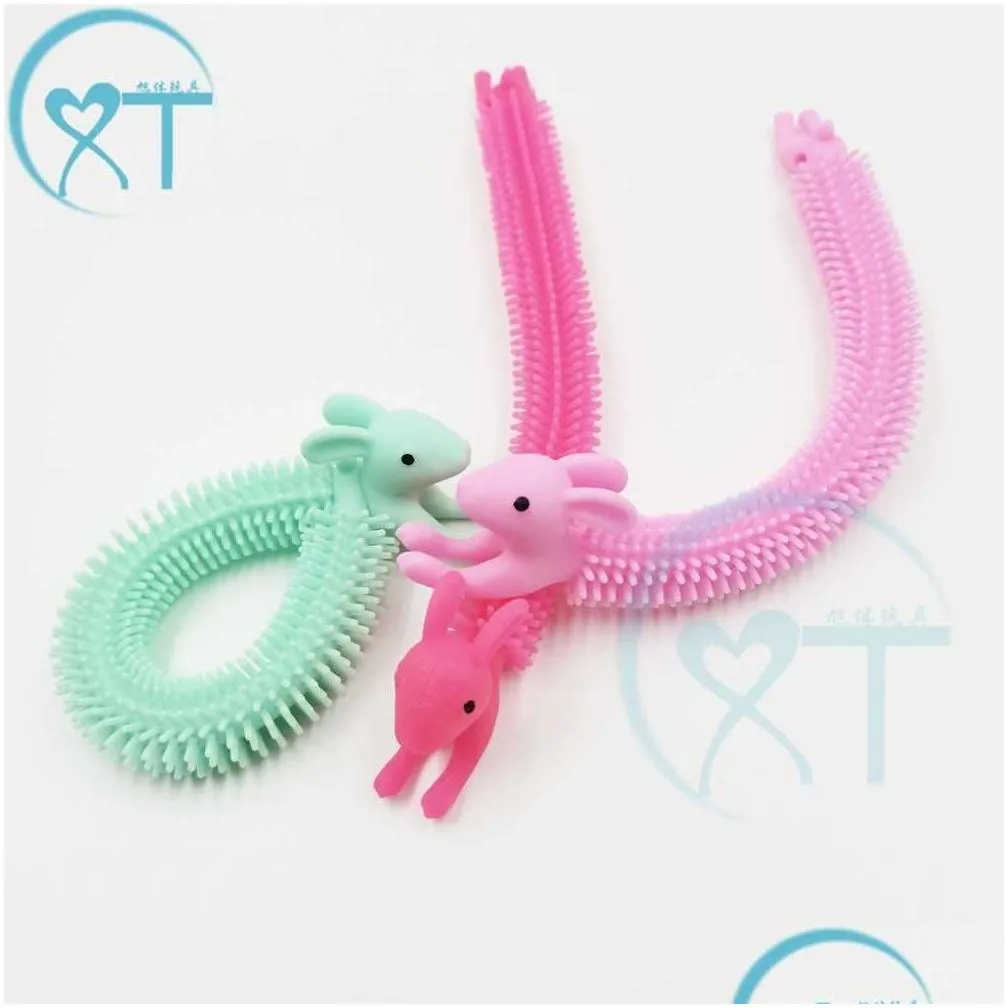 2023 Easter Bunny Fidget Noodle Toys Stretchy Strings Rabbit Animal Squishy squishies Sensory Bracelet Bangle Cartoon Silicone Wristbands Anti-Stress DHL