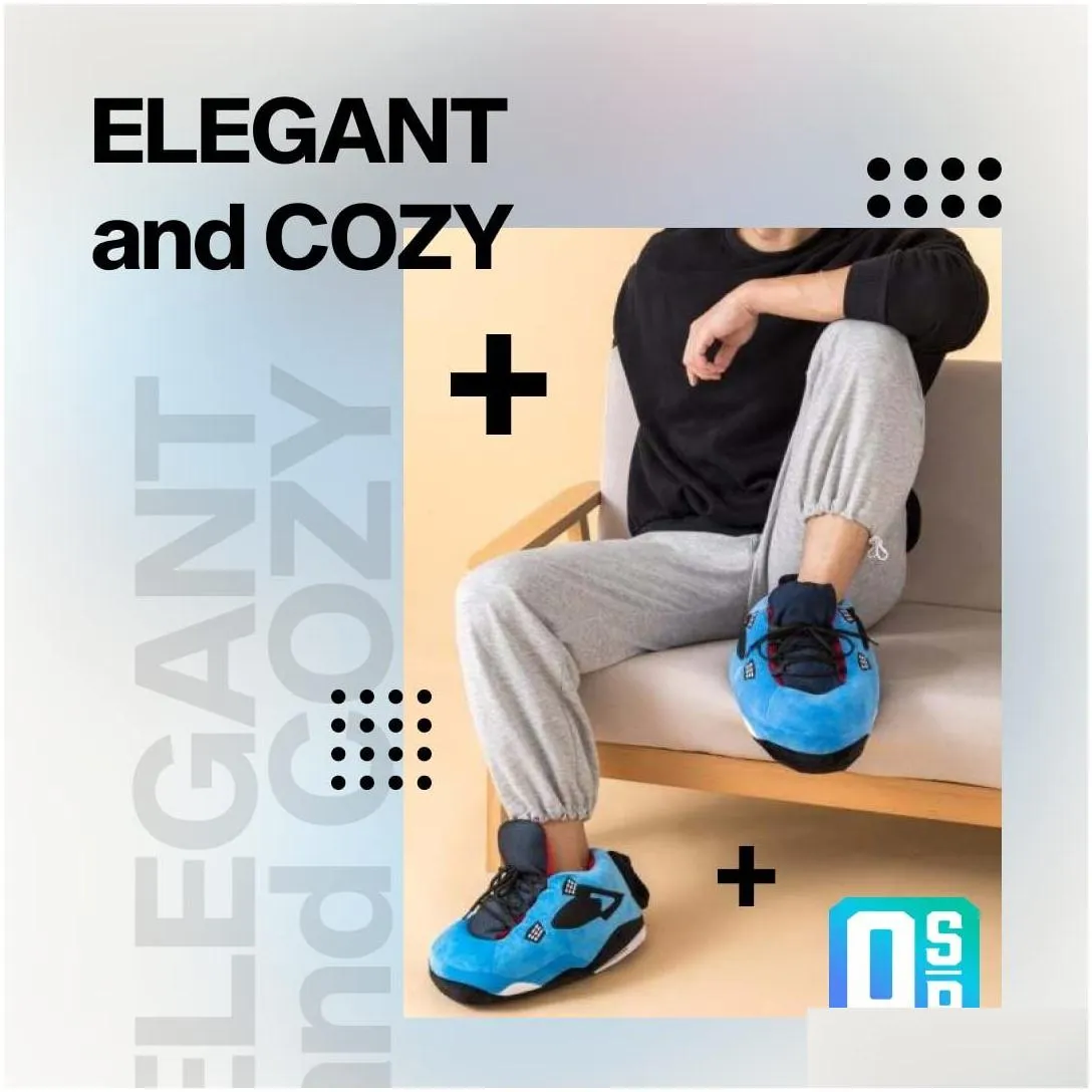 Unisex Sneaker Slippers Winter Warm Home Slippers One Size Fits all Slippers Plush House Shoes Winter Fluffy Indoor Slides EU 35-44