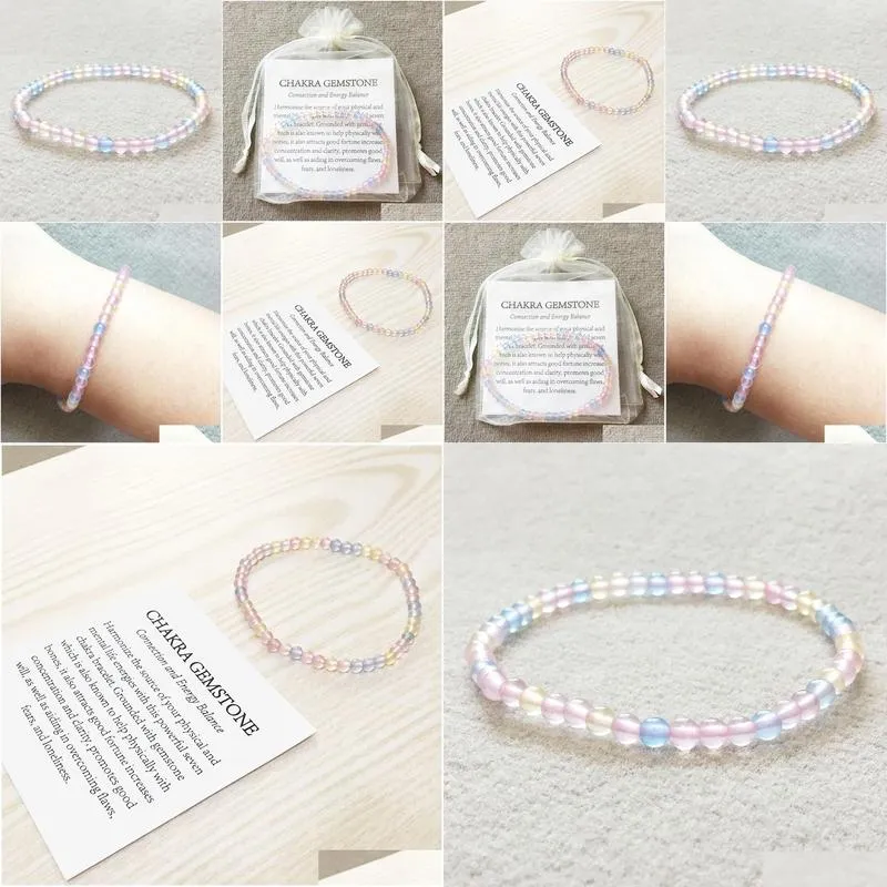 MG0070 Wholesale Mini Chakra Bracelet 4 mm Gemstone Jewelry For Women`Natural Crystal Bracelet Handmade Yoga Mala Beads