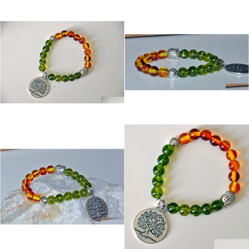SN0217 peridot bracelet Men buddha bracelet tree of life amber bracelet healing yoga mala bracelet