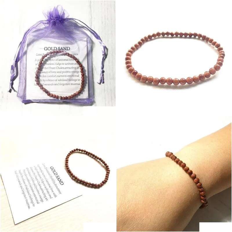 MG0114 Wholesale Golden Sand Stone Bracelet 4 mm Mini Gemstone Jewelry Women`s Yoga Mala Handmade Bracelet