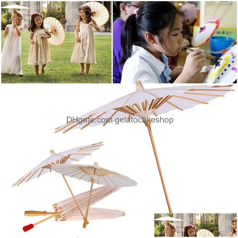 1pc white paper umbrella diy handmade material blank oil paper umbrella painting paper umbrella childrens graffiti toys sep04