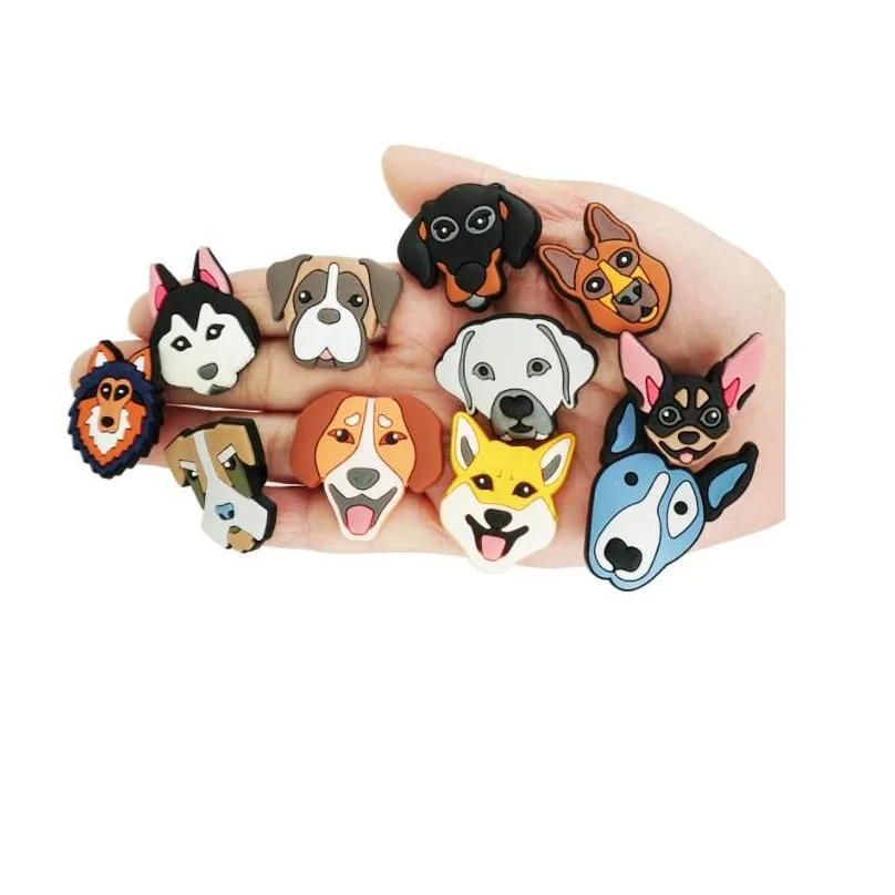 soft rubber pvc shoe charms clog buckles jibz for croc cartoon dog pets charm garden shoes buckle birthday gifts part favors