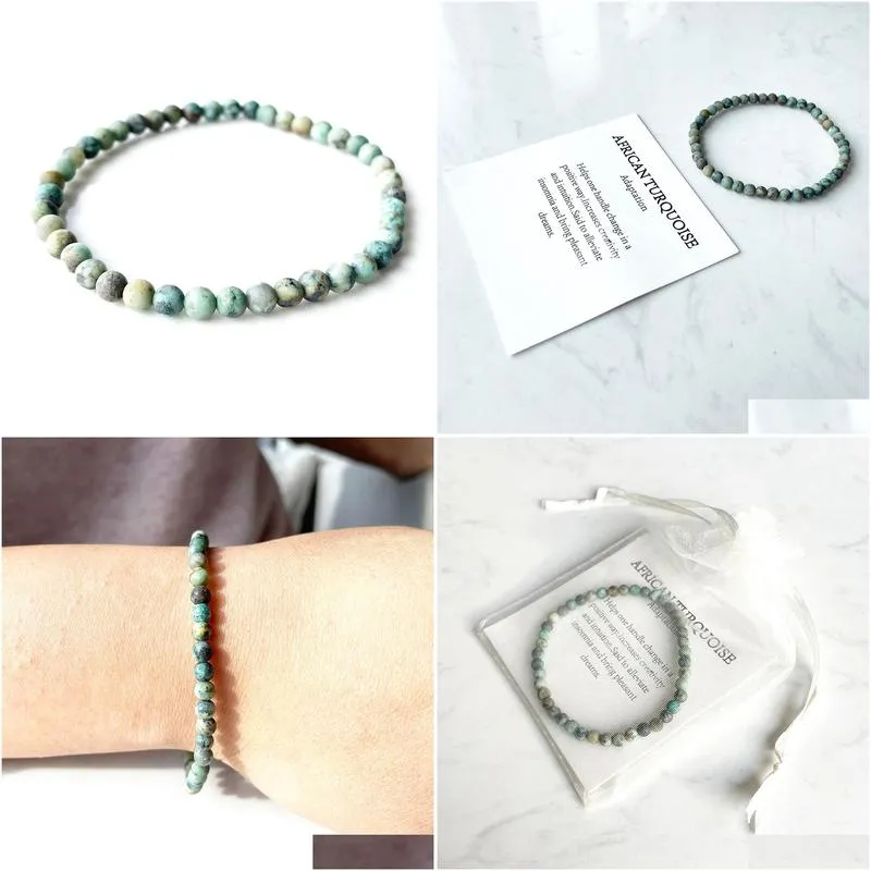 MG0154 New Design Matte African Turquoise Bracelet 4 mm Stone Beads Bracelet Mini Gemstone Energy Jewelry