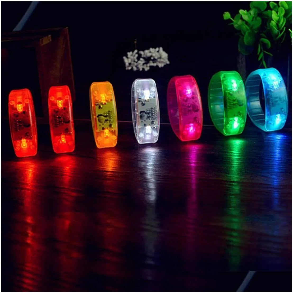 novelty lighting music activated sound control led bracelet light up wristband club party bar cheer luminous hand ring glow stick night
