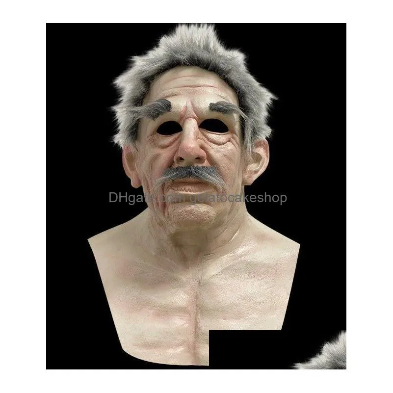 party masks old man scary cosplay full head latex halloween funny helmet real cpa5780 sep05