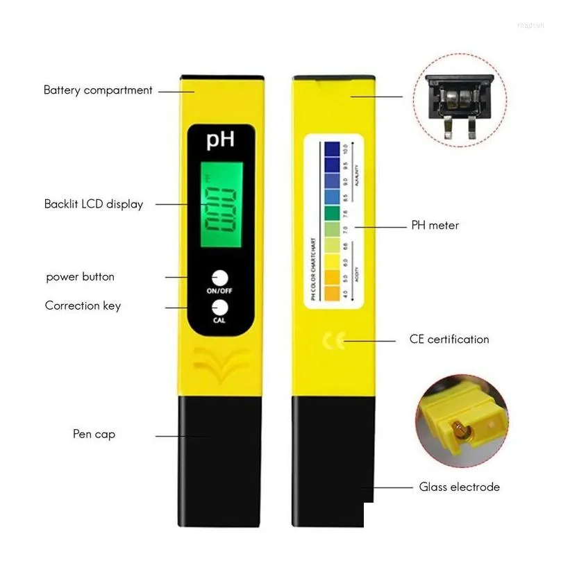 flashlights torches digital lcd ph test pen the accuracy of tester is 0.01 automatic calibration aquarium water and wine