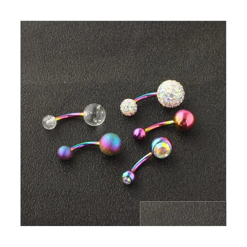 Stainless Belly Button Rings Piercings Ombligo Navel piercing Sexy Navel Earring Rainbow Body Jewelry Pircing GD334