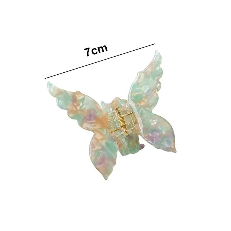 New Summer Middle Colorful Butterfly Hair Claws Hairpin Cute Transparent Grabs Acrylic Hair Clip for Women Sweet Accessories