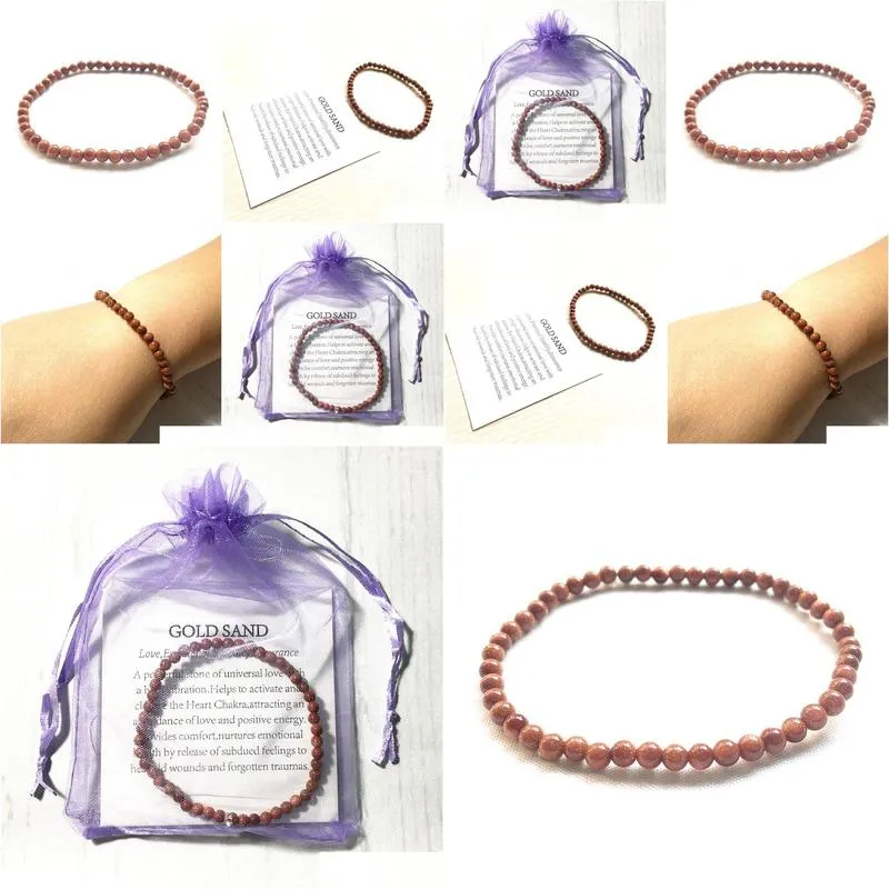 MG0114 Wholesale Golden Sand Stone Bracelet 4 mm Mini Gemstone Jewelry Women`s Yoga Mala Handmade Bracelet