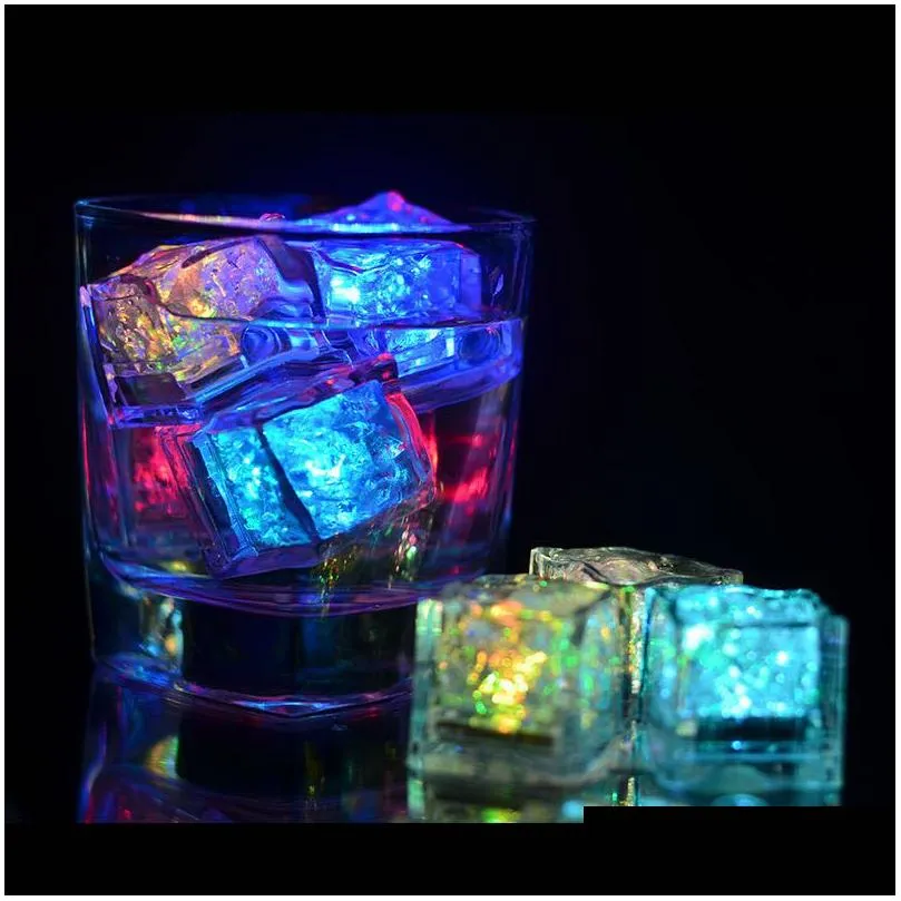 led ice cubes bar flash auto changing crystal cube water-actived light-up 7 color for romantic party wedding xmas gift