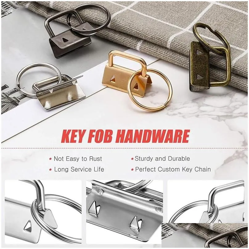 Keychains 60 Pcs Key Fob Hardware Set Include 20 Wristlet With Keyring And Keychain Tassel Swivel Snap Hook