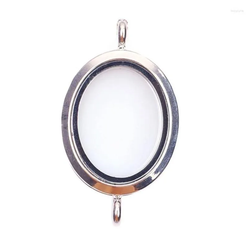 Pendant Necklaces 10Pcs Alloy Crystal Geometric Glass Po Oval Floating Locket Living Memory Handmade Jewelry