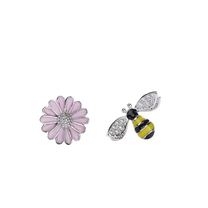 daisy & bee colored enamal 100% real solid 925 sterling silver jewelry stud earrings wholesale