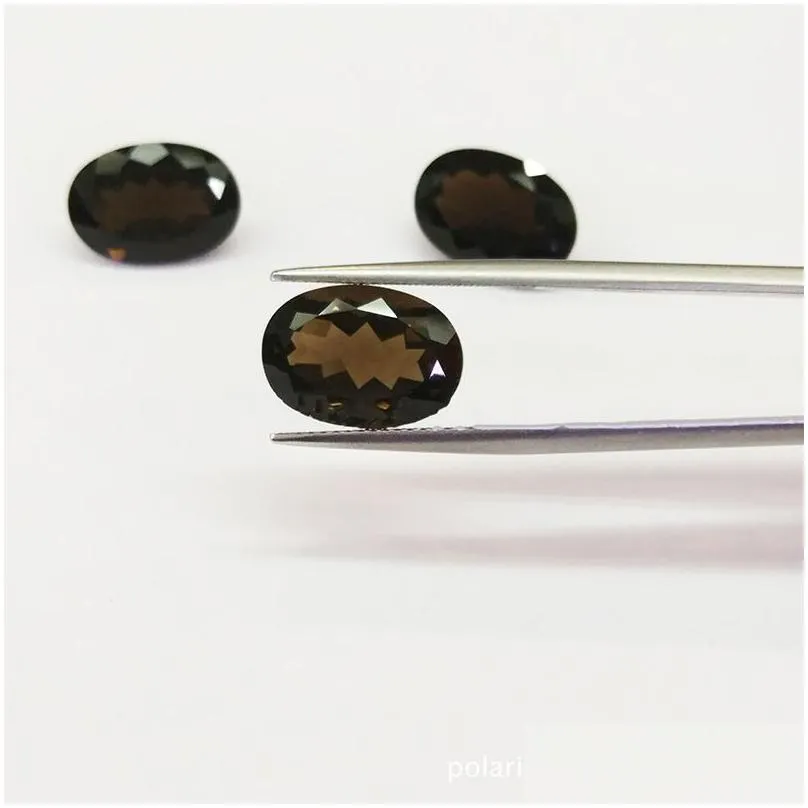 loose gemstones oval shape 3x5-6x8mm trillion facet cut high quality 100% authentic natural smoke quartz crystal for jewelry making