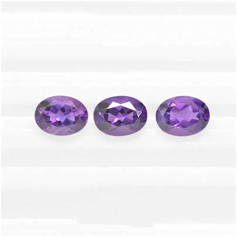 50pcs/lot dark purple 3x4-4x6mm oval brilliant facet cut 100% authentic natural amethyst crystal high quality gem stones for jewelry