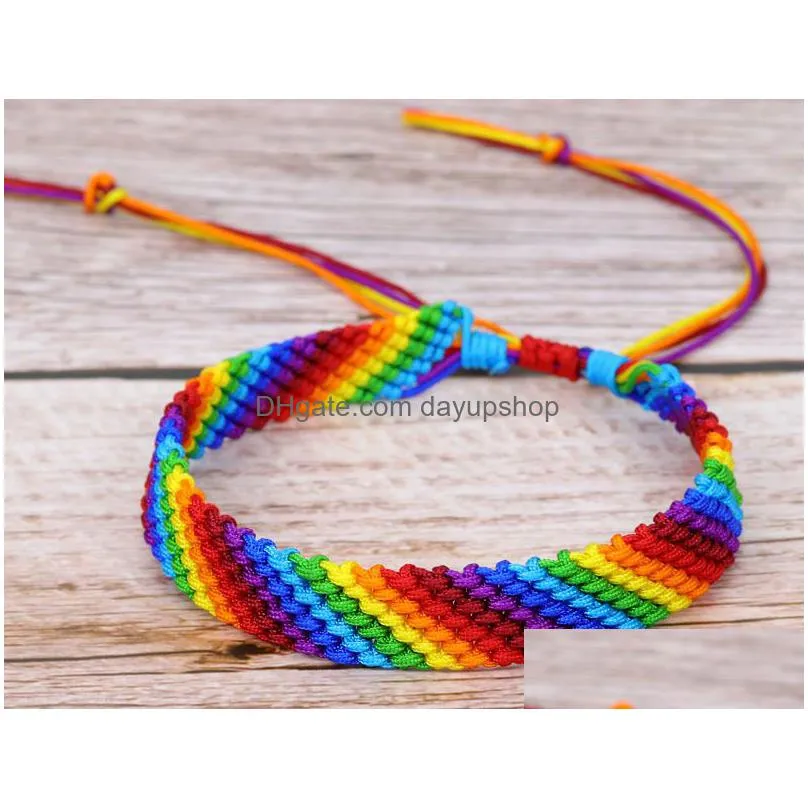 womens handmade rainbow color gift rope link bracelets jewelry new fancy adjustable woven bracelet