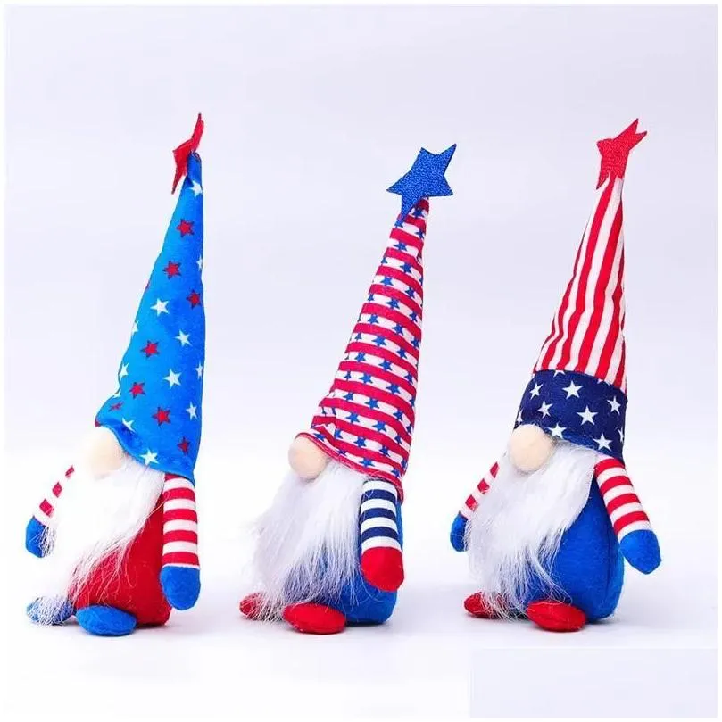 DHL Ship 50pcs Dwarf Patriotic Gnome To Celebrate American Independence Day Dwarf Doll 4th of July Handmade Plush Dolls Ornaments FY2605