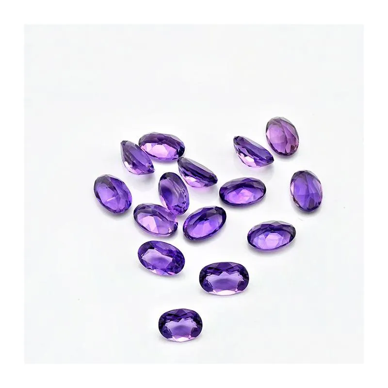 10pcs/lot dark purple 10x12-15x20mm oval brilliant facet cut 100% authentic natural amethyst crystal high quality gem stones for