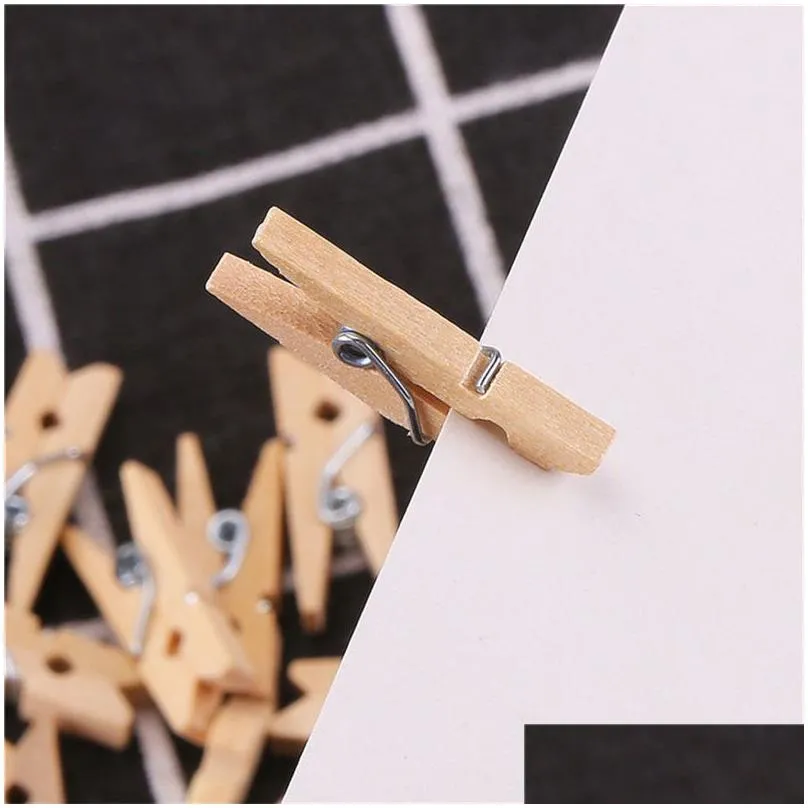 50pcs log color clothes pegs hooks home wood clip storage clip clothe folder 25/35/45mm wooden clothing pins decorative peg