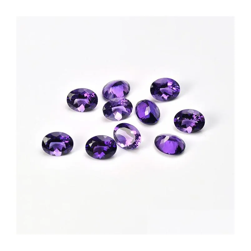 10pcs/lot dark purple 10x12-15x20mm oval brilliant facet cut 100% authentic natural amethyst crystal high quality gem stones for