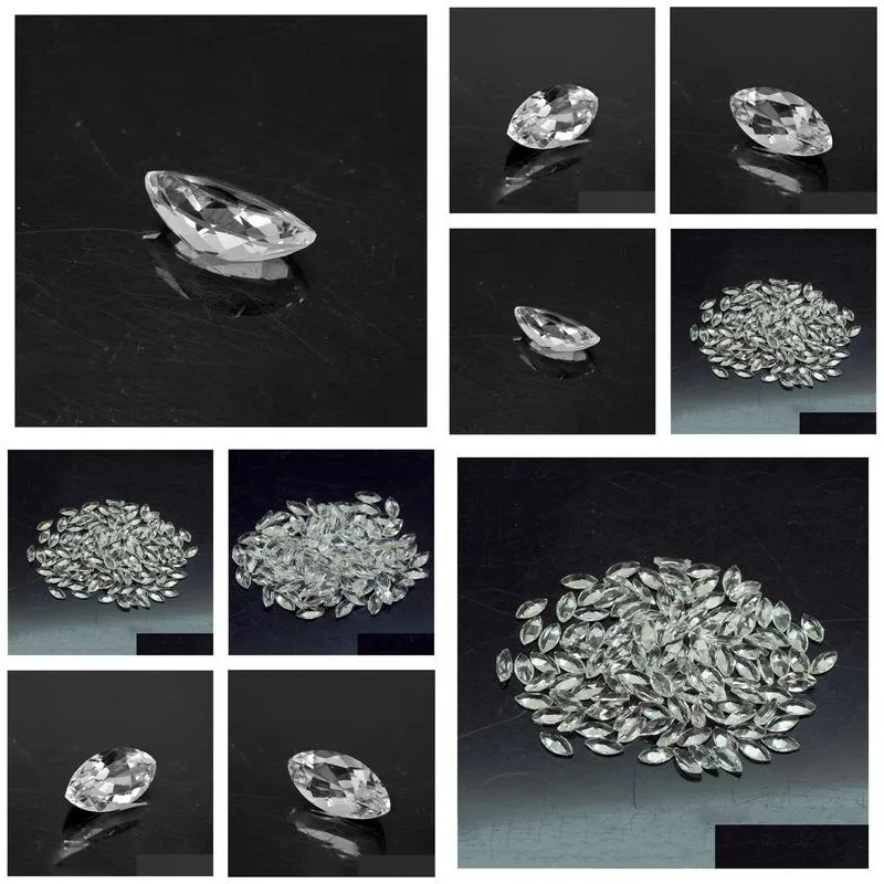 30pcs/lot marquise shape facet cut loose gemstone 6x12-8x16mm high quality 100% authentic natural white quartz crystal semi-precious stones for jewelry