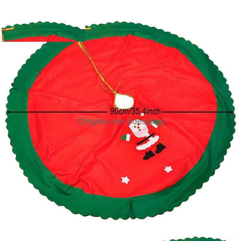 home ornaments floor cover 90cm christmas trees skirts decor apron santa claus round christmas tree skirt holiday party supplies