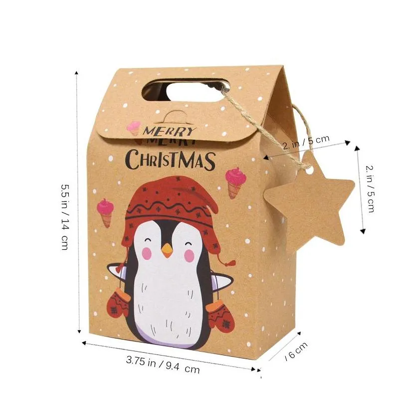 Christmas Gifts Warp Candy Box Snow Kraft Paper Bag Holiday Gift Box