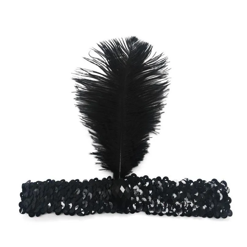 flapper ostrich feather headband 1920s flapper headband 20s sequined showgirl headpiece gatsby headband with 134qh