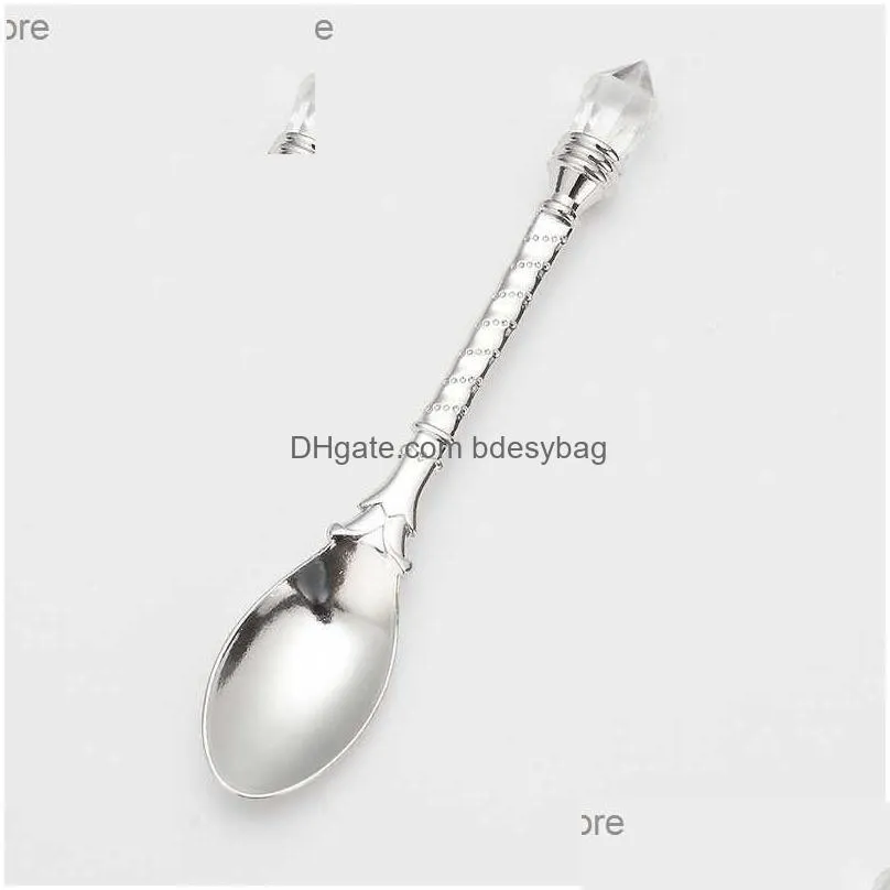 gifts crafts retro palace style coffee spoon dessert spoon diamond bit cake mixing spoon q230828