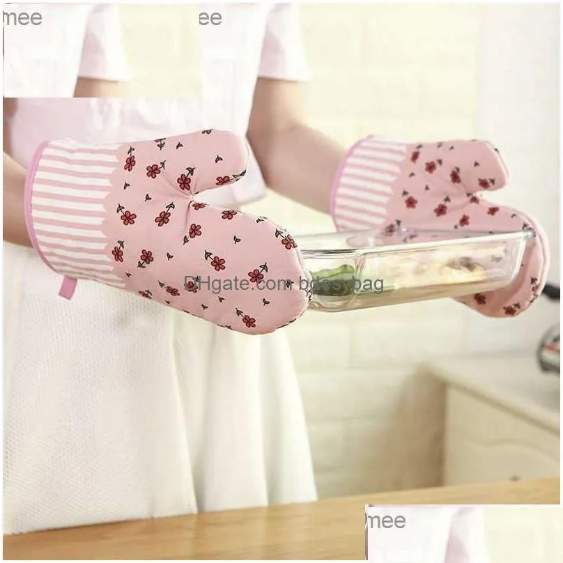 1 piece of single barbecue gloves baking heat resistant glove pad microwave oven pot holder thickened heat oven gloves kitchen tools