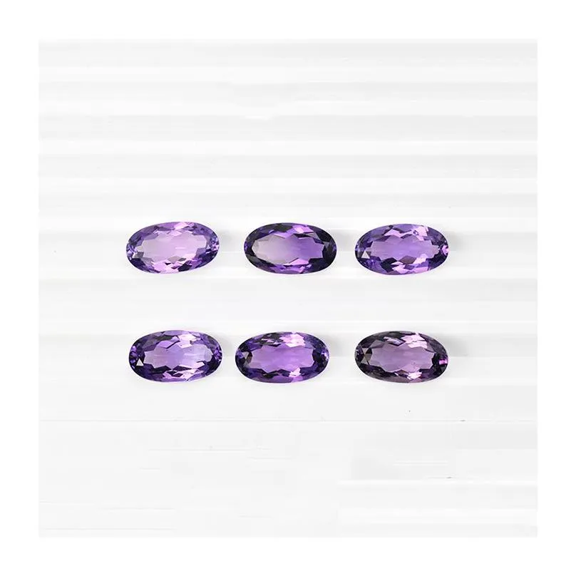10pcs/lot medium 10x12-15x20mm oval brilliant facet cut 100% authentic natural amethyst crystal high quality gem stones for jewelry
