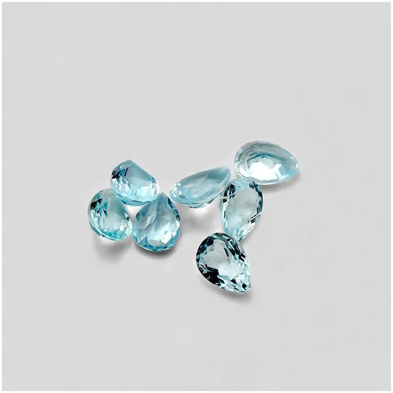 20pcs pear 3*5mm 4*6mm 5*7mm high quality eye clear good brilliant cut 100% natural sky blue topaz loose gemstones for gold & silver