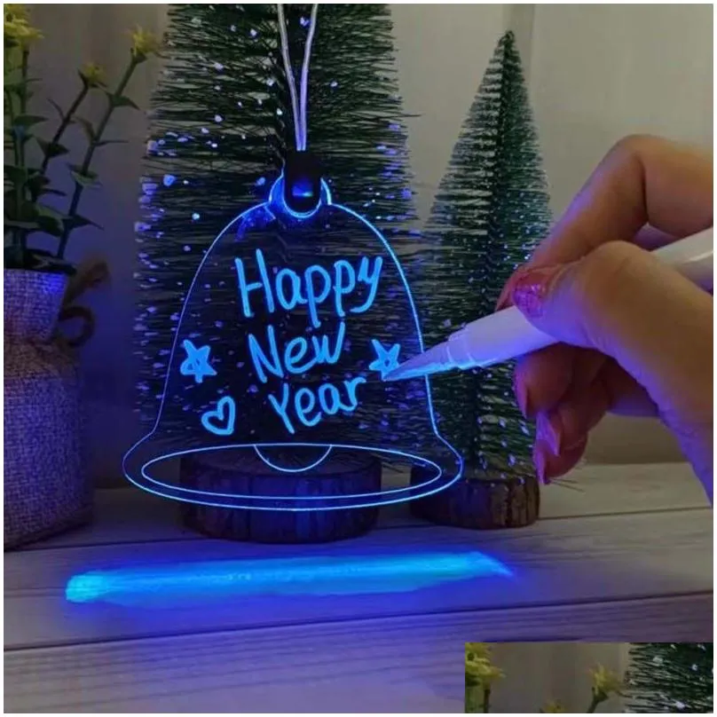 Acrylic Glowing Christmas Tree Hanging Decorations Colorful Glitter Custom Christmas Ornaments
