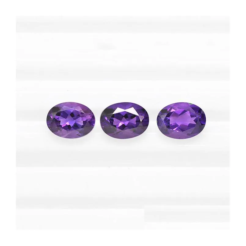 30pcs/lot dark purple 5x7-9x11mm oval brilliant facet cut 100% authentic natural amethyst crystal high quality gem stones for jewelry