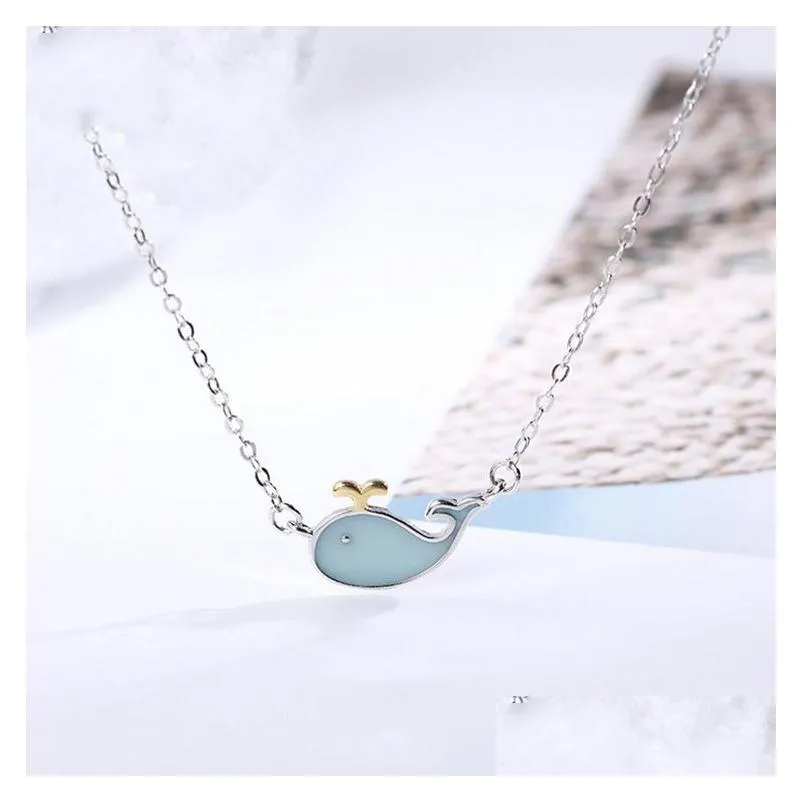 new desgisn  blue custom enamel necklace in solid sterling silver jewelry for girls 5pcs a lot