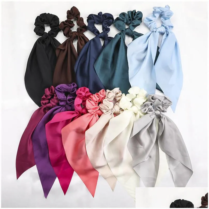 candy color women hair scrunchie bows ponytail holder hairband bow knot scrunchy girls hairs ties accessories