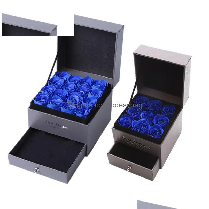 soap flower jewelry box set artificial rose romantic valentine`s day wedding mother`s day festival creative high grade gift rose dbc
