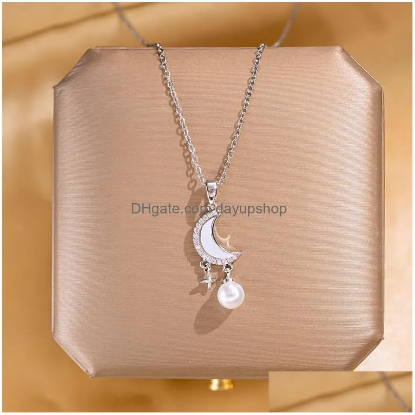new arrival silver plated moon star pendant necklace for women gift