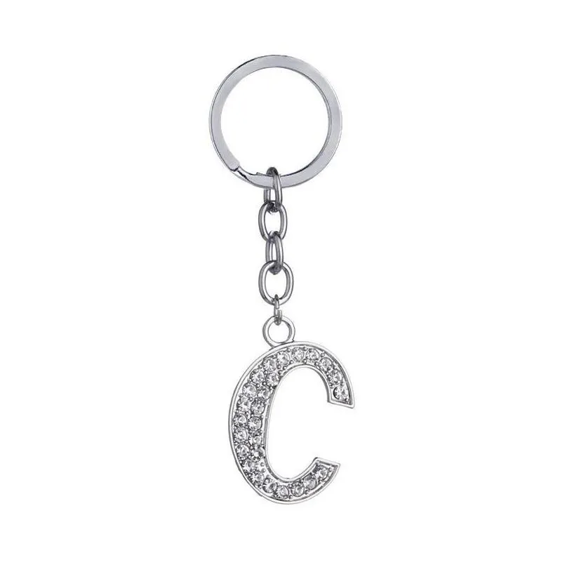 Crystal Rhinestone Keyring Key Holder Purse Bag For Car Fashion Cute Gift 26 English letters key chain creative zinc alloy Keychains