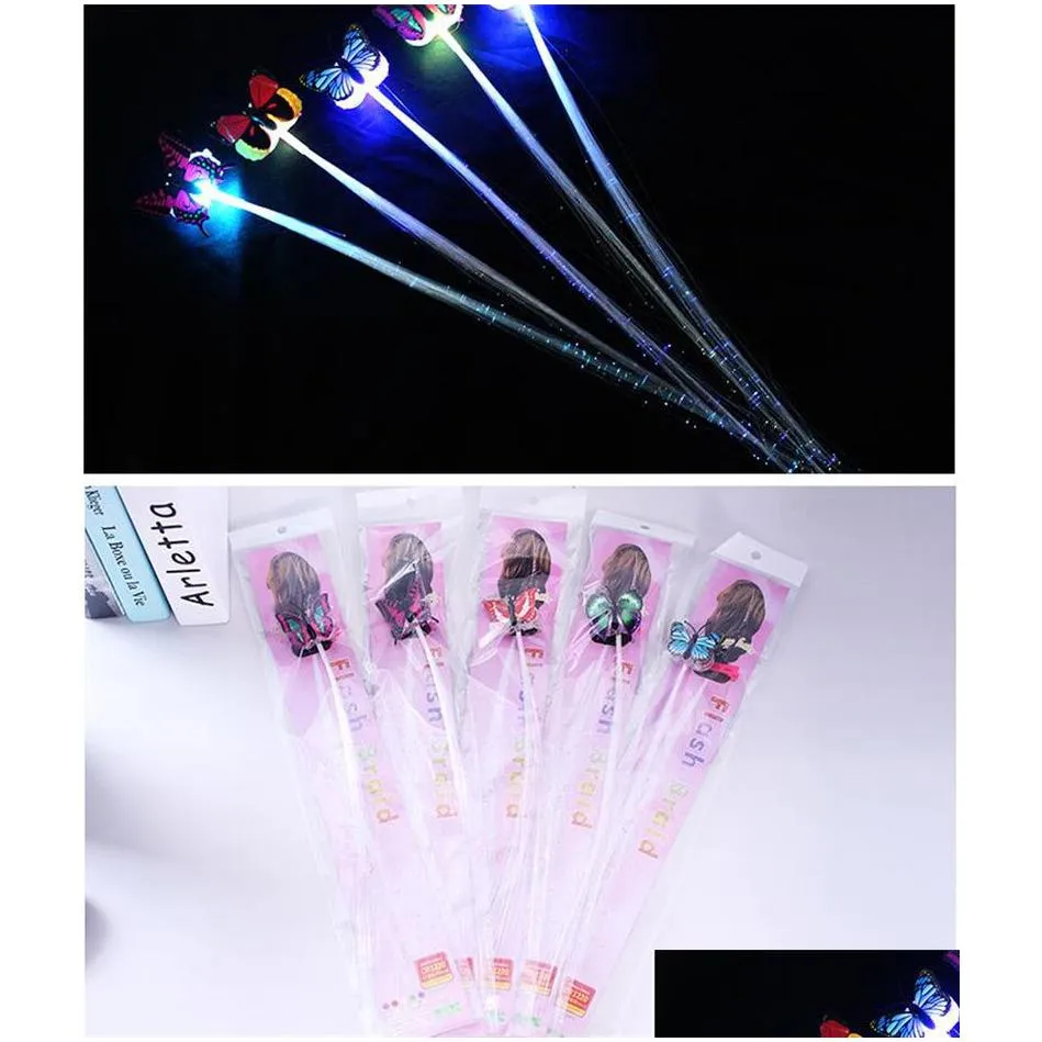 butterfly led flashing hair braid glowing luminous hairpin novetly hairs ornament girls light toys party christmas gift