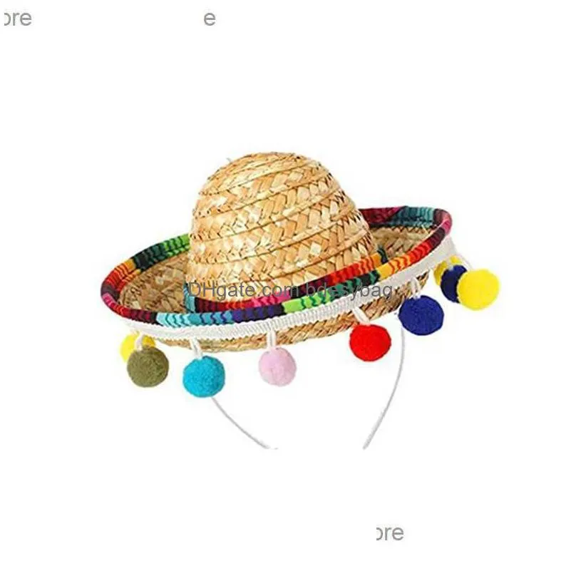 mexico mini hat hair ring mini sombrero headband festival headband performance props carnival halloween party discount z230809
