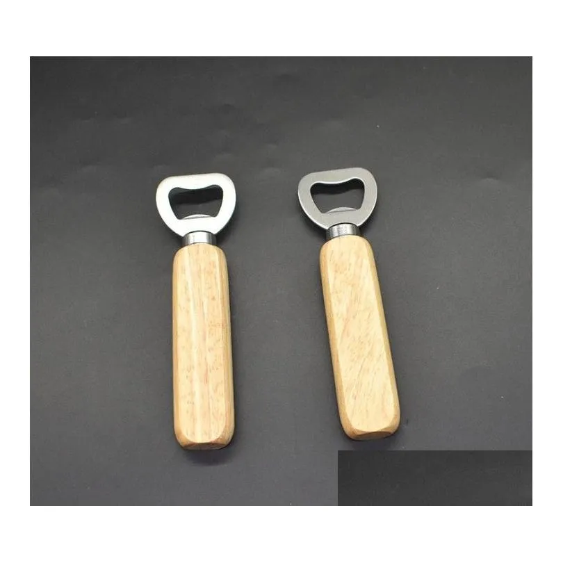 wooden handle bottle opener portable beer openers bar kitchen party tools